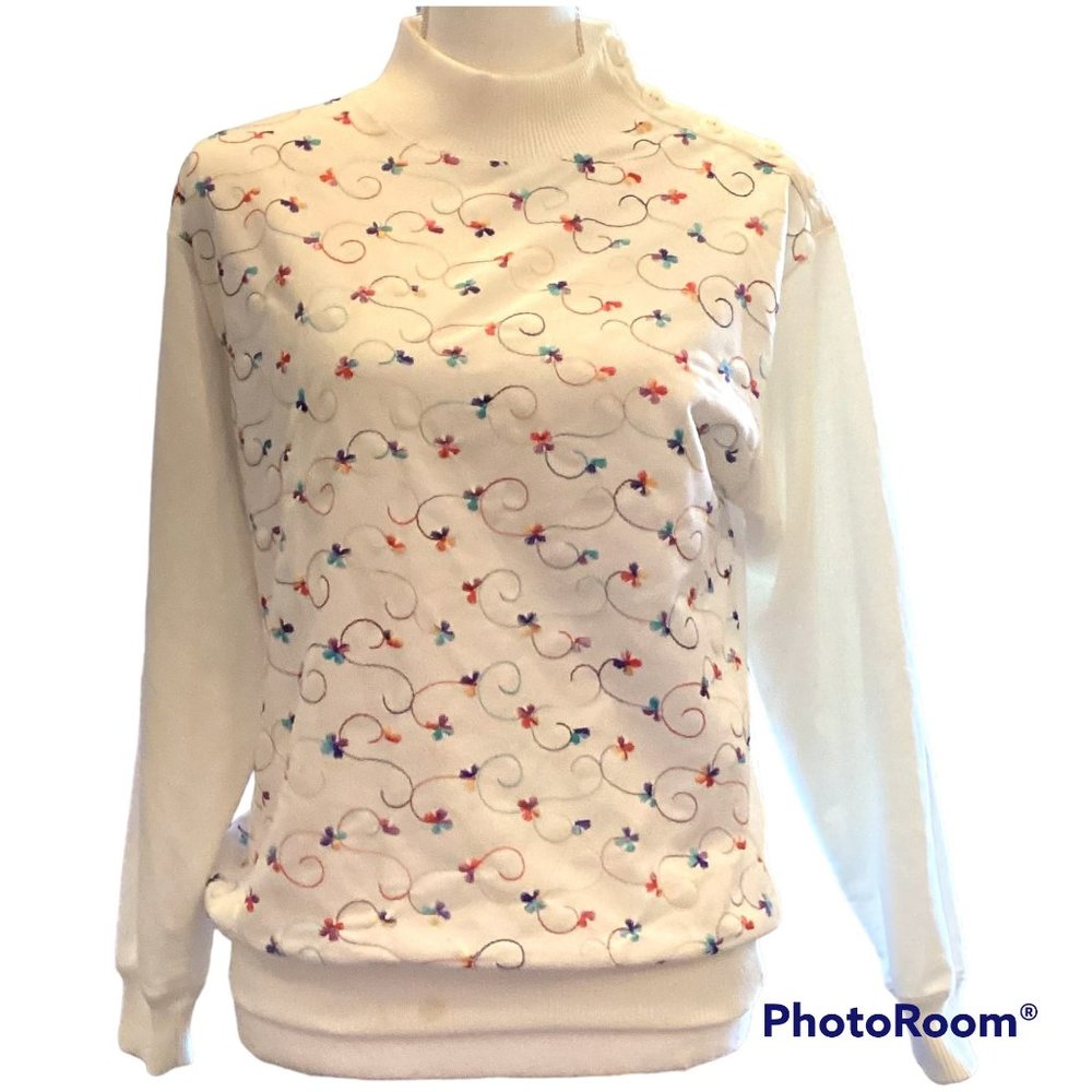 Vintage Blast Petites Mock Turtleneck Knit Shirt